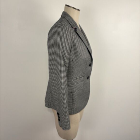 Talbots Womens 6 Blazer Black White Check Classic Wool Blend Preppy Career Basic - Picture 2 of 9